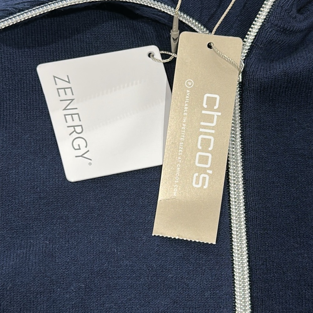 Zenergy Cotton Cashmere-Blend Beaded-Trim Jacket Size M - Picture 12 of 14